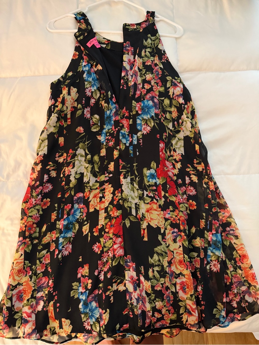Betsy Johnson Size Medium Flowy Floral Halter Dress - Black Multi - Picture 2 of 3